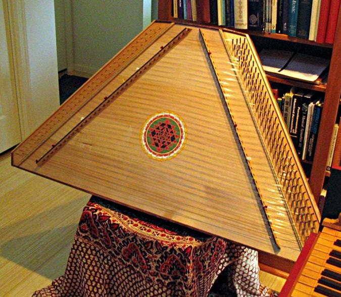 Full view of the Panharmonium showing the decorated soundboard