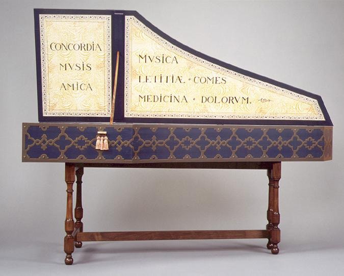 Zuckerman Flemish harpsichord — studio photograph showing full instrument with lid open